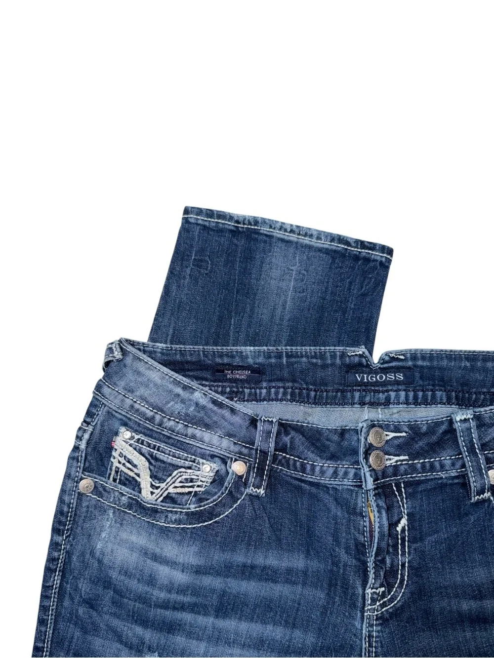 Vigoss Women's Medium Blue Boot Cut Jeans with Faded Wash